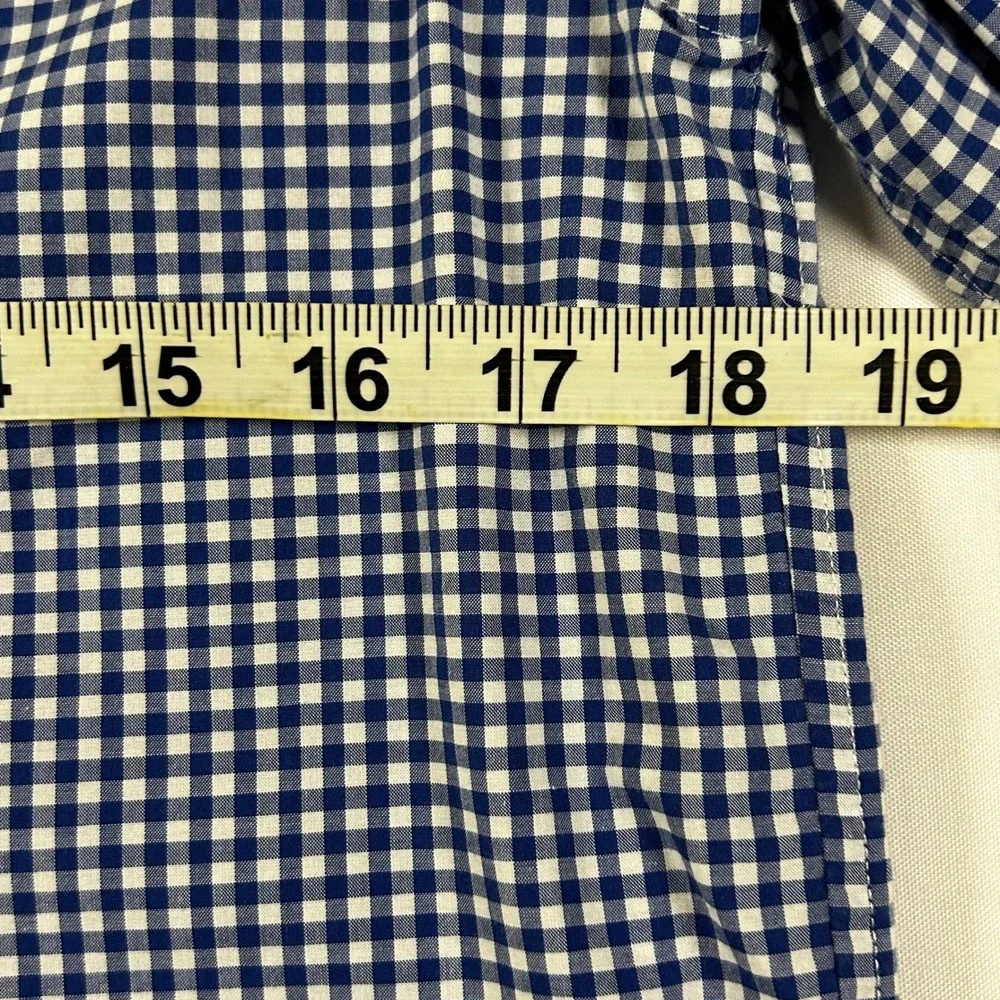 Ralph Lauren Mens Gingham Button Down Shirt Blue White Natural Stretch Large L